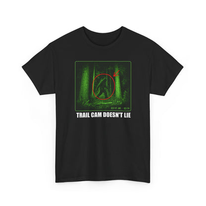 Trail Cam Doesn't Lie T-Shirt - Funny Night Vision Bigfoot Graphic Tee