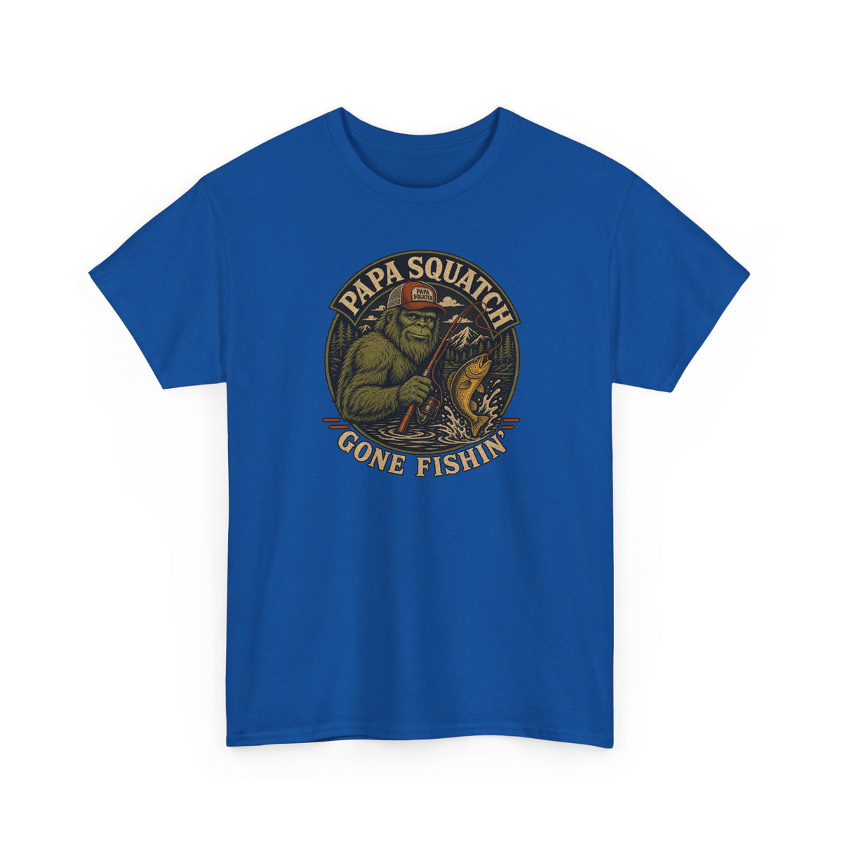 Papa Squatch Gone Fishin' T-Shirt - Funny Bigfoot Fishing Dad Tee