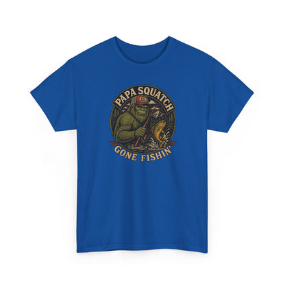 Papa Squatch Gone Fishin' T-Shirt - Funny Bigfoot Fishing Dad Tee