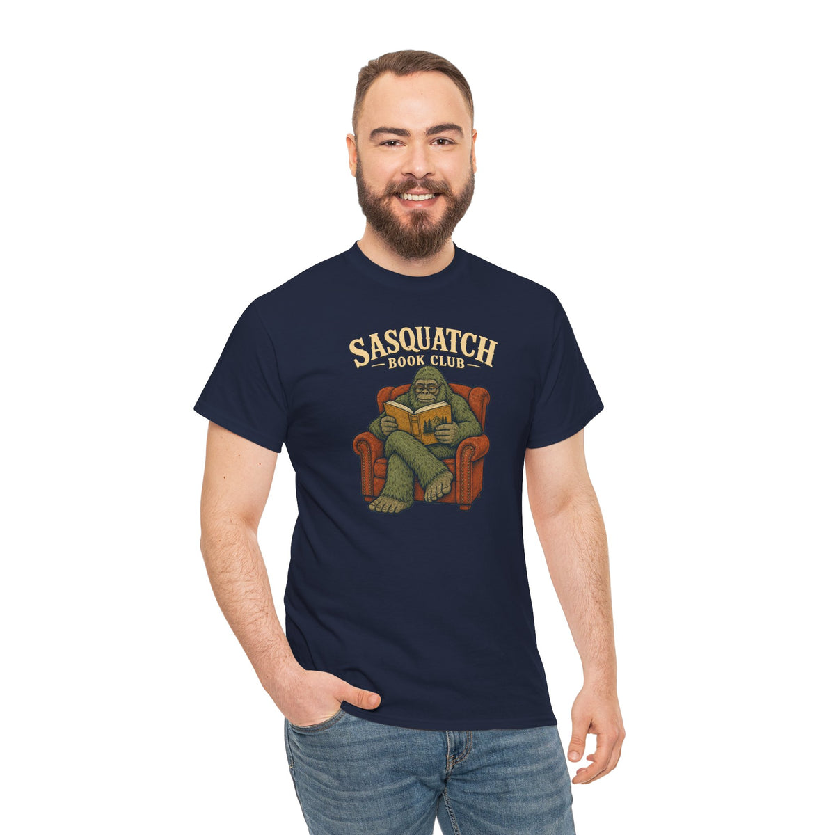 Sasquatch Book Club T-Shirt - Cozy Bigfoot Reading Graphic Tee