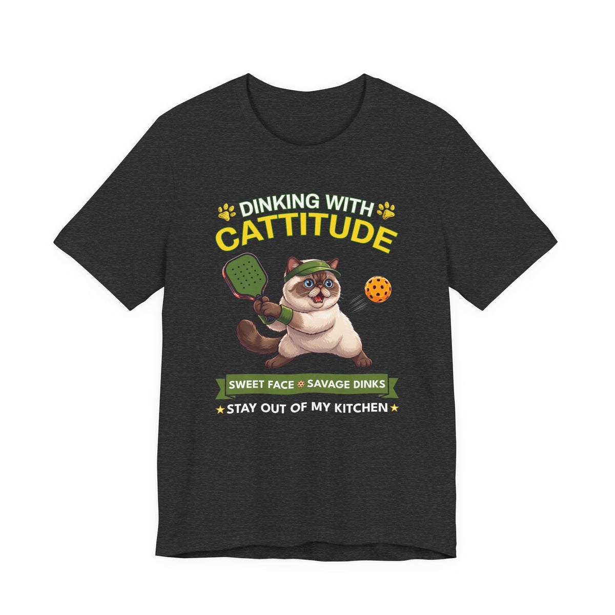 Exotic Shorthair Cat Pickleball T-Shirt - Dinking With Cattitude Funny Shirt
